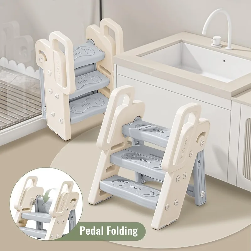 Toddler Learning Tower - 3 Opstapje Kruk Met Handgrepen Anti-Slip