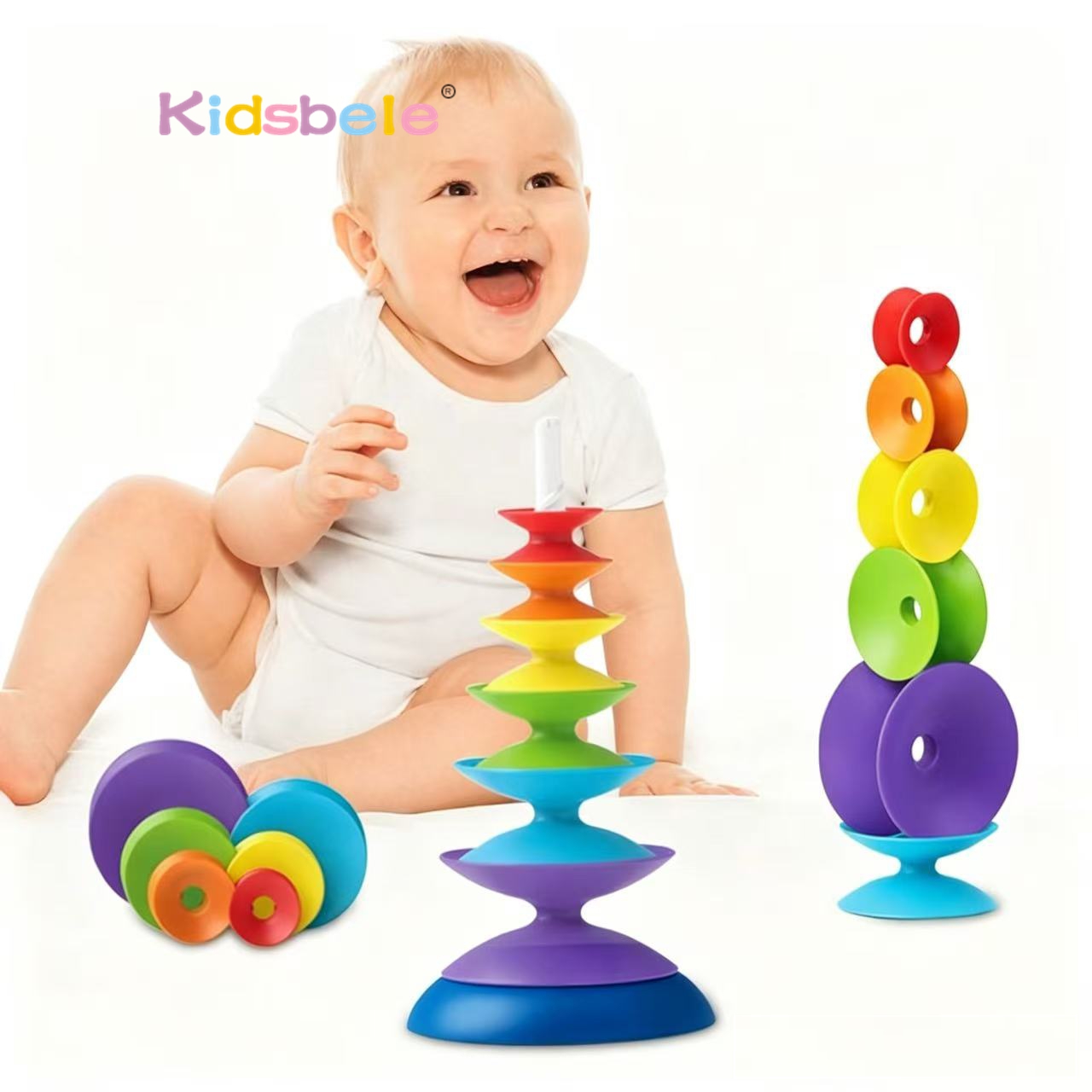 Toddler Learning Tower - Regenboog Draaiende Stapeltoren Speelgoed voor peuters,