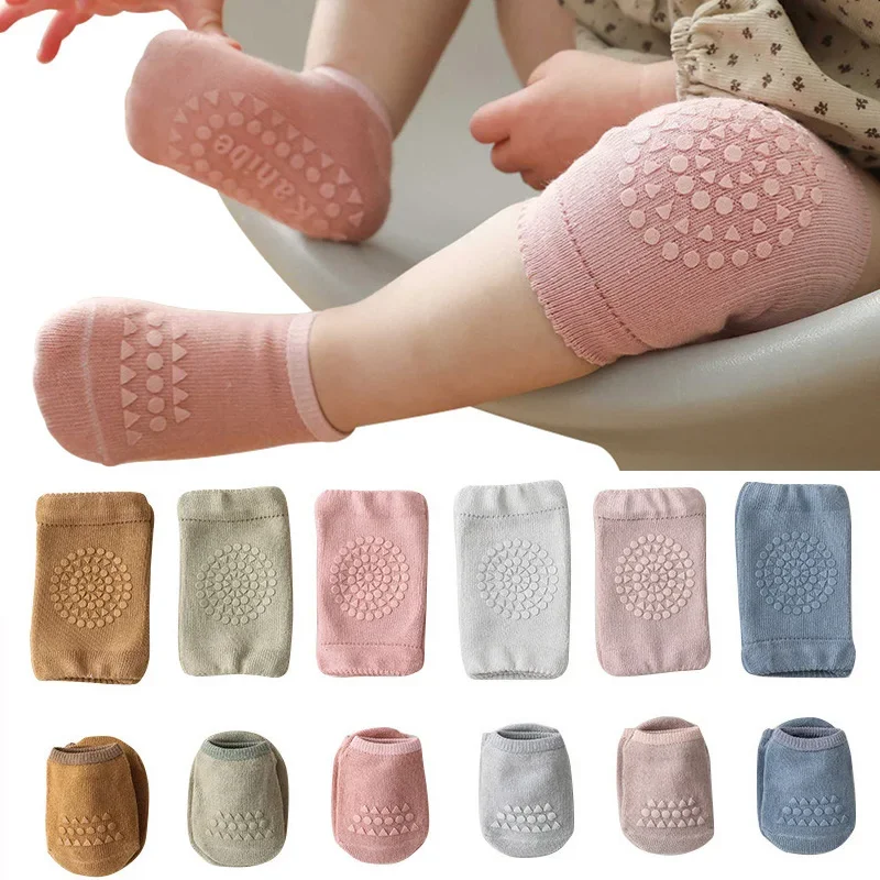 Baby Knee Pad Crawling - Baby kniebeschermers sokken set effen kleur