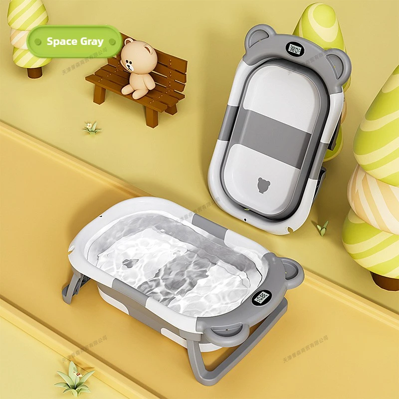 Baby Bath Tub Foldable - Opvouwbaar babybadje Intelligente temperatuurweergave Badkuip voor