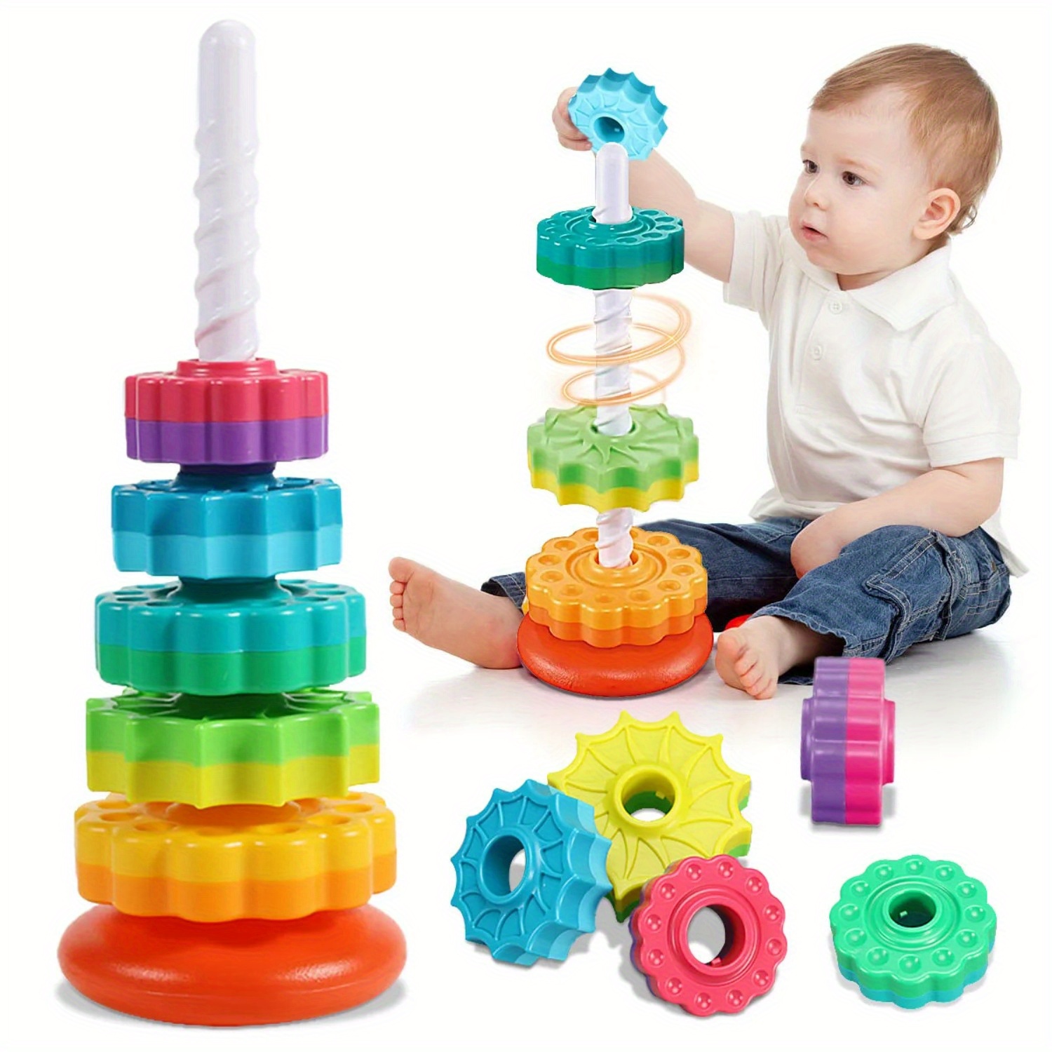 Roterende Rainbow Tower Stack  - Toddler Learning Tower recensie en prijs